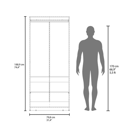 Closet Wenden Wengue 80x189cm con Dos Entrepaños - CLOSETS | Bylmo