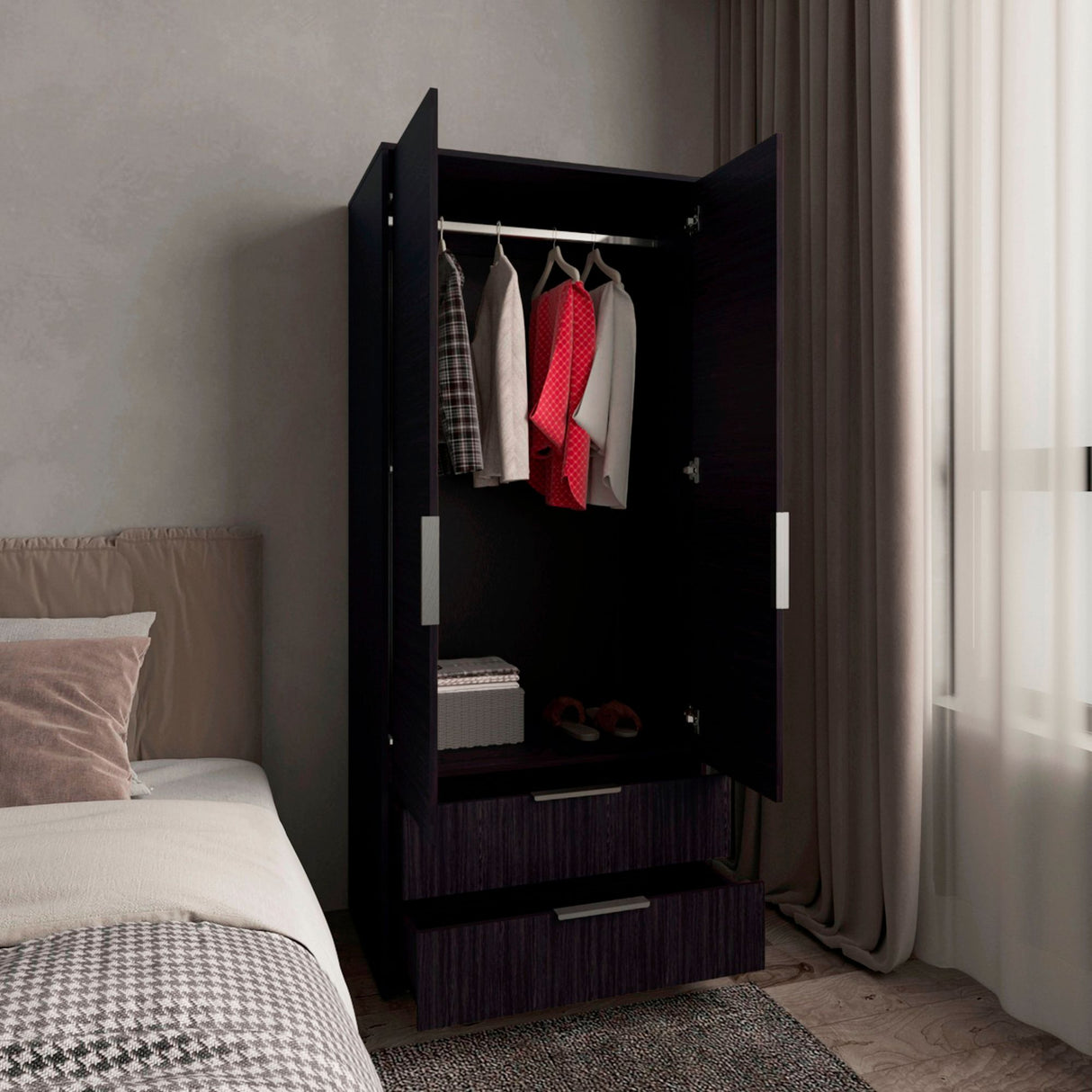 Closet Wenden Wengue 80x189cm con Dos Cajones - CLOSETS | Bylmo