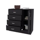 Cómoda Katie Wengue 80x79.5cm de Cuatro Hileras y con Espacio para TV - CAJONERAS Y COMODAS | Bylmo