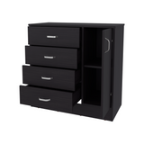 Cómoda Katie Wengue 80x79.5cm de Cuatro Hileras y con Espacio para TV - CAJONERAS Y COMODAS | Bylmo