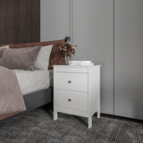 Mesa de Noche Newcastle Blanco 48x66cm con Dos Cajones y con Patas - MESAS DE NOCHE | Bylmo