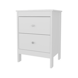 Mesa de Noche Newcastle Blanco 48x66cm con Dos Cajones y con Patas - MESAS DE NOCHE | Bylmo