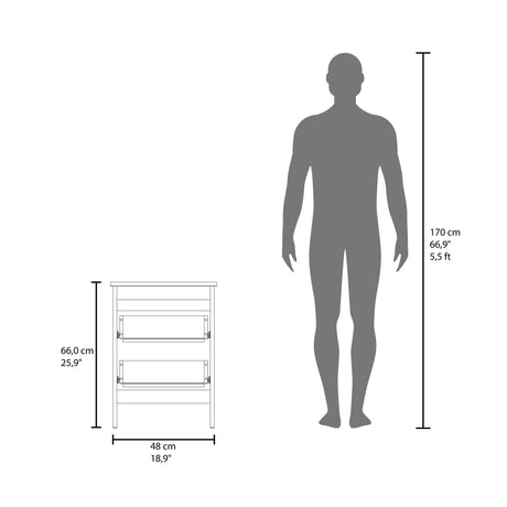 Mesa de Noche Newcastle Blanco 48x66cm con Dos Cajones y con Patas - MESAS DE NOCHE | Bylmo