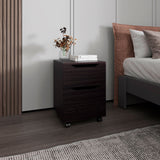 Mesa de Noche Ethan Wengue 42x57.6cm con Dos Cajones y con Ruedas - MESAS DE NOCHE | Bylmo