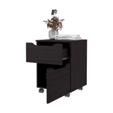 Mesa de Noche Ethan Wengue 42x57.6cm con Dos Cajones y con Ruedas - MESAS DE NOCHE | Bylmo