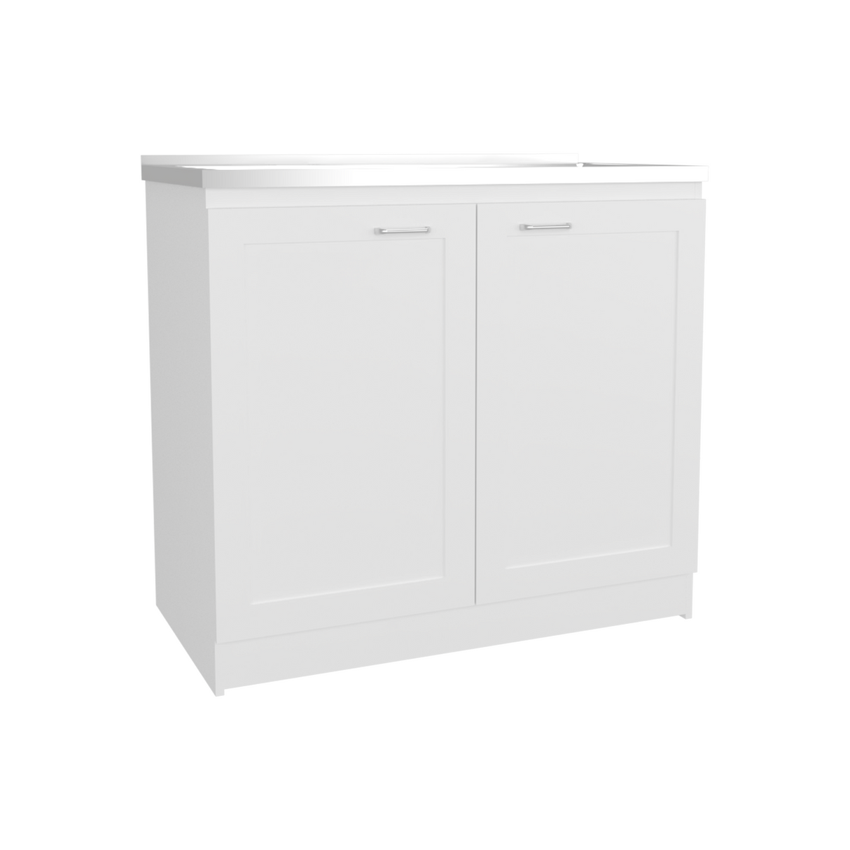 Mueble Inferior de Cocina Zurich Blanco 98.5x88.6cm con Mesón de Acero Inoxidable con Pozuelo y sin Estufa - MUEBLES INFERIORES DE COCINA | Bylmo