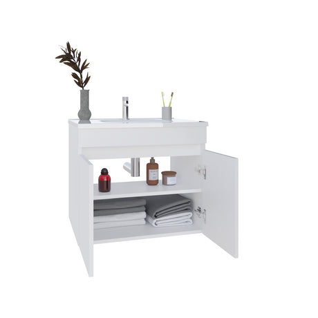 Mueble para Lavamanos Individual Chaux Blanco 59x50cm Flotante con Lavamanos de Sobreponer con Dos Puertas - MUEBLES PARA LAVAMANOS | Bylmo