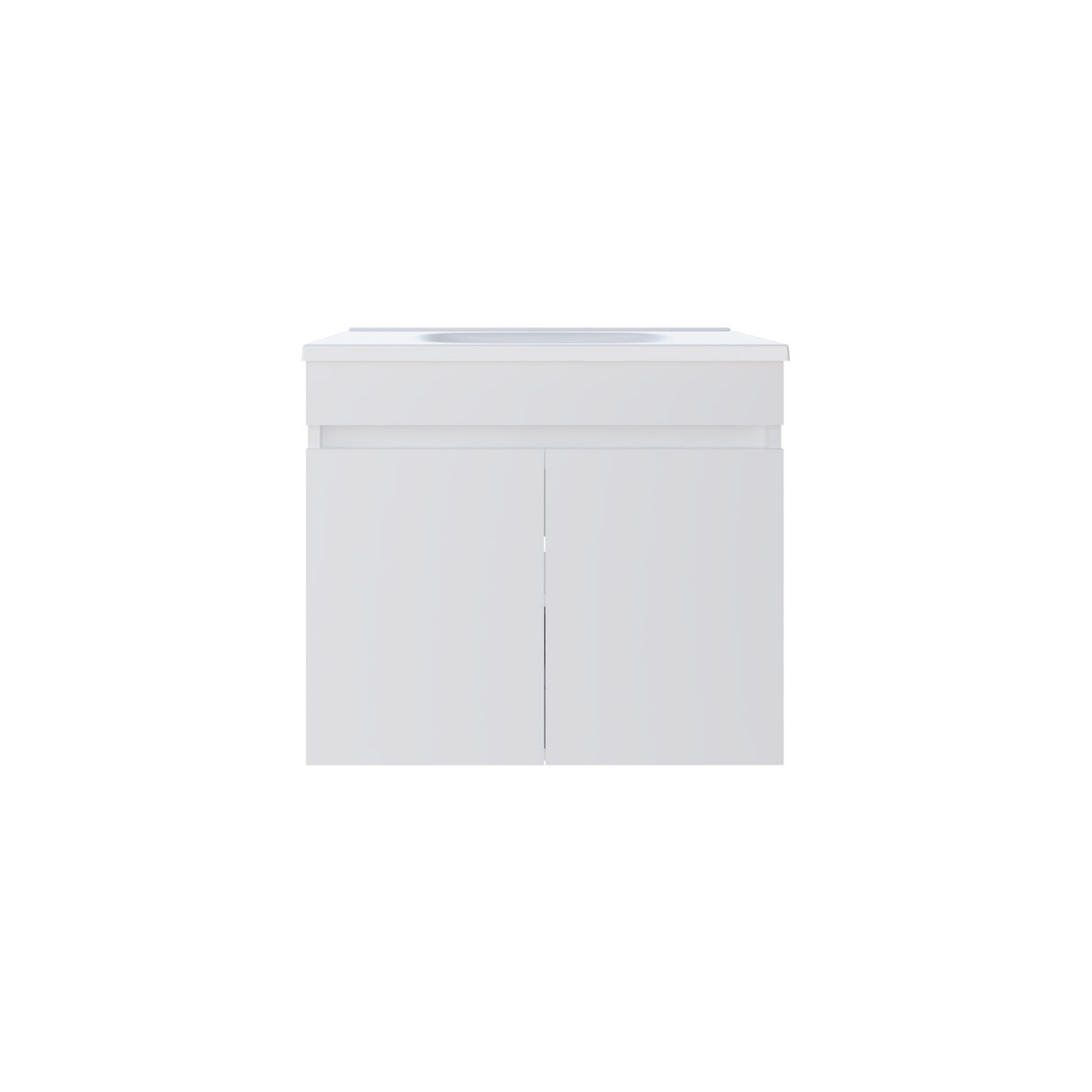 Mueble para Lavamanos Individual Chaux Blanco 59x50cm Flotante con Lavamanos de Sobreponer con Dos Puertas - MUEBLES PARA LAVAMANOS | Bylmo