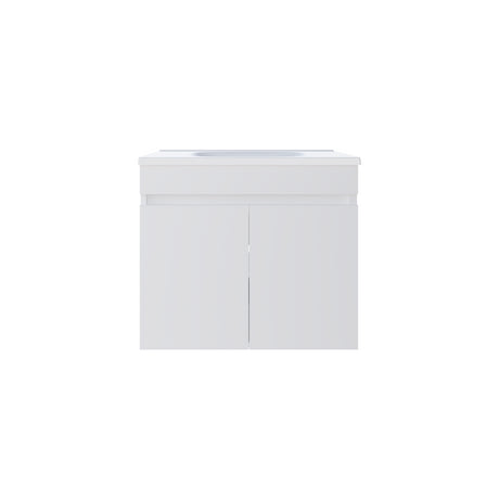 Mueble para Lavamanos Individual Chaux Blanco 59x50cm Flotante con Lavamanos de Sobreponer con Dos Puertas - MUEBLES PARA LAVAMANOS | Bylmo