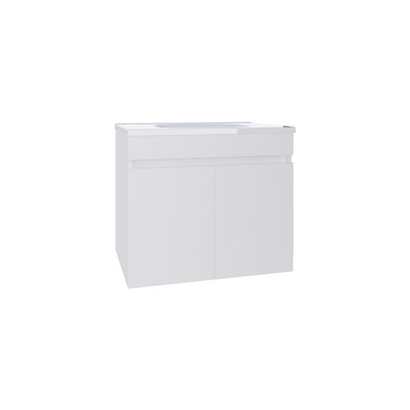 Mueble para Lavamanos Individual Chaux Blanco 59x50cm Flotante con Lavamanos de Sobreponer con Dos Puertas - MUEBLES PARA LAVAMANOS | Bylmo