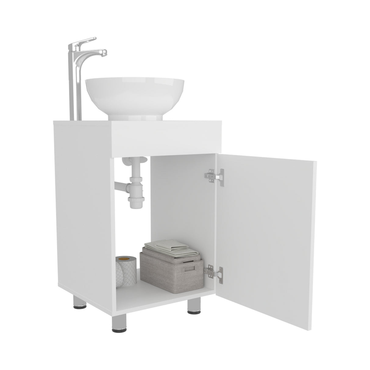 Mueble para Lavamanos Individual Tacna Blanco 45x72.3cm con Lavamanos de Vessel con Una Puerta - MUEBLES PARA LAVAMANOS | Bylmo