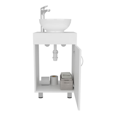 Mueble para Lavamanos Individual Tacna Blanco 45x72.3cm con Lavamanos de Vessel con Una Puerta - MUEBLES PARA LAVAMANOS | Bylmo
