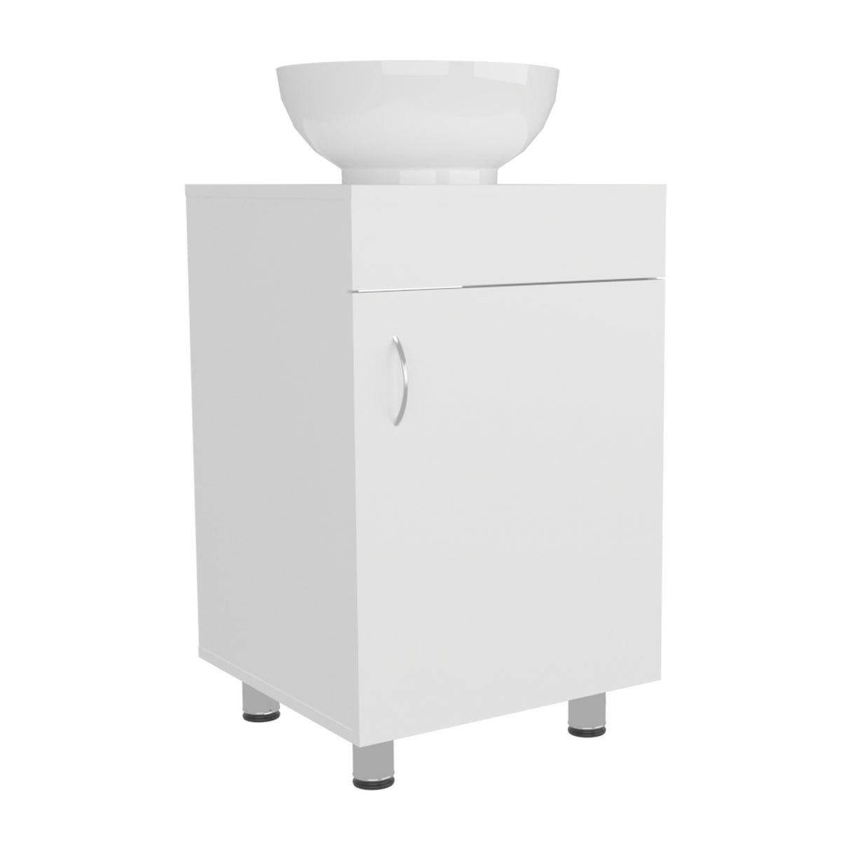 Mueble para Lavamanos Individual Tacna Blanco 45x72.3cm con Lavamanos de Vessel con Una Puerta - MUEBLES PARA LAVAMANOS | Bylmo