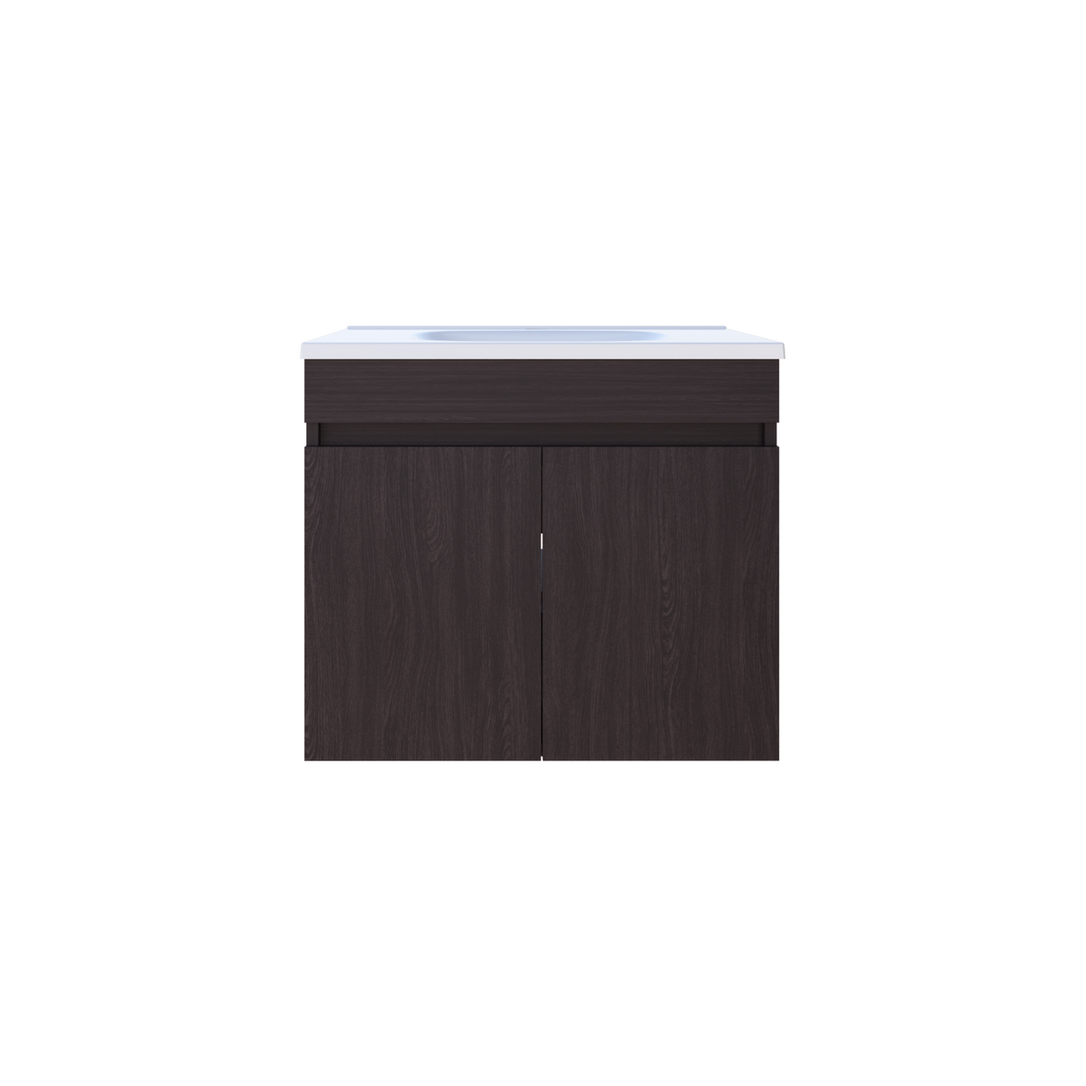 Mueble para Lavamanos Indivudual Chaux Wengue 59x50cm Flotante con Lavamanos de Sobreponer con Dos Puertas - MUEBLES PARA LAVAMANOS | Bylmo