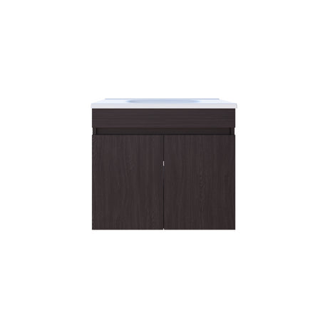 Mueble para Lavamanos Indivudual Chaux Wengue 59x50cm Flotante con Lavamanos de Sobreponer con Dos Puertas - MUEBLES PARA LAVAMANOS | Bylmo