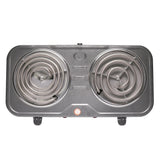 Estufa Eléctrica Gris 21x6cm de Dos Quemadores con Cinco Niveles de Temperatura - ESTUFAS | Bylmo