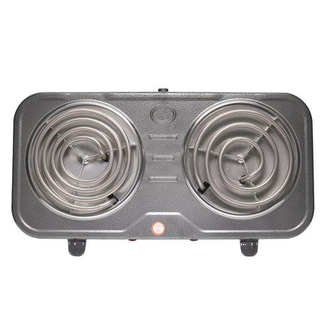 Estufa Eléctrica Gris 21x6cm de Dos Quemadores con Cinco Niveles de Temperatura - ESTUFAS | Bylmo