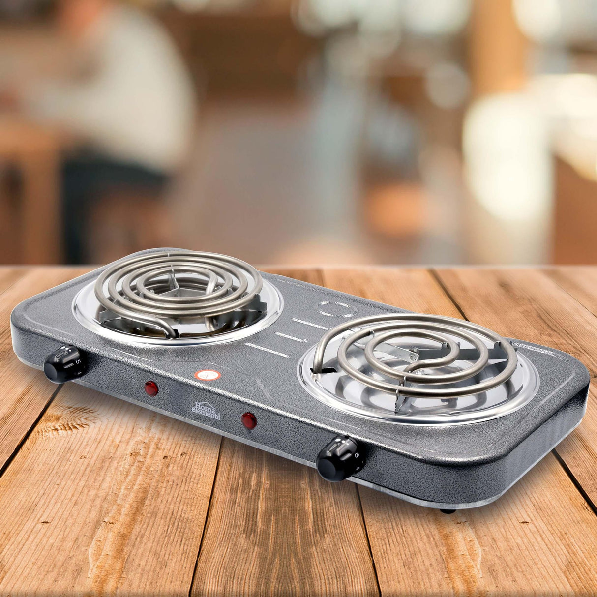 Estufa Eléctrica Gris 21x6cm de Dos Quemadores con Cinco Niveles de Temperatura - ESTUFAS | Bylmo