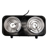 Estufa Eléctrica Negra 21x6cm de Dos Quemadores con Cinco Niveles de Temperatura - ESTUFAS | Bylmo