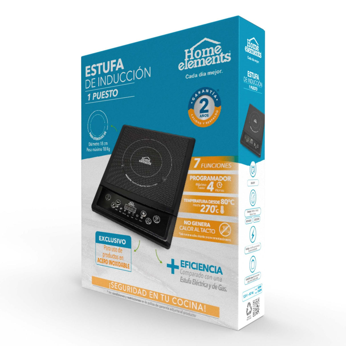 Estufa de Inducción Negra 29x6.5cm de Un Quemador con Pantalla Digital - ESTUFAS | Bylmo