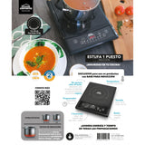 Estufa de Inducción Negra 29x6.5cm de Un Quemador con Pantalla Digital - ESTUFAS | Bylmo