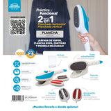 Plancha Blanco y Azul 8.5x8cm con Vapor y Dispensaodor y Rociador de Agua - PLANCHAS | Bylmo