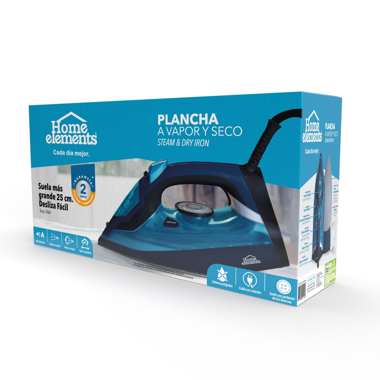 Plancha Steam Ceramic Azul 12.7x16.5cm con Vapor y Dispensaodor y Rociador de Agua - PLANCHAS | Bylmo