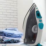 Plancha Gris y Azul Turquesa 11.3x14cm con Vapor y Dispensaodor y Rociador de Agua - PLANCHAS | Bylmo
