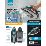 Plancha Gris y Azul Turquesa 11.3x14cm con Vapor y Dispensaodor y Rociador de Agua - PLANCHAS | Bylmo