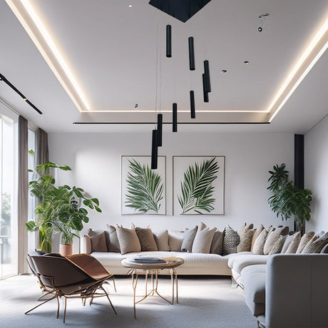 Lámpara de Techo Colgante y Ajustable Tarento Negro y Dorado 60x300cm de 8 Luces - LAMPARAS DE TECHO | Bylmo