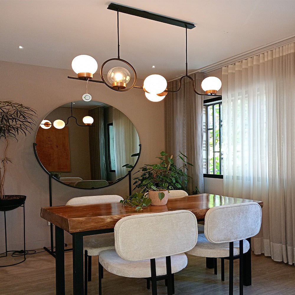 Lámpara de Techo Colgante y Ajustable Kotka Negro y Dorado 50x230cm de 5 Luces - LAMPARAS DE TECHO | Bylmo