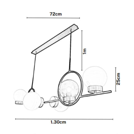 Lámpara de Techo Colgante y Ajustable Kotka Negro y Dorado 50x230cm de 5 Luces - LAMPARAS DE TECHO | Bylmo
