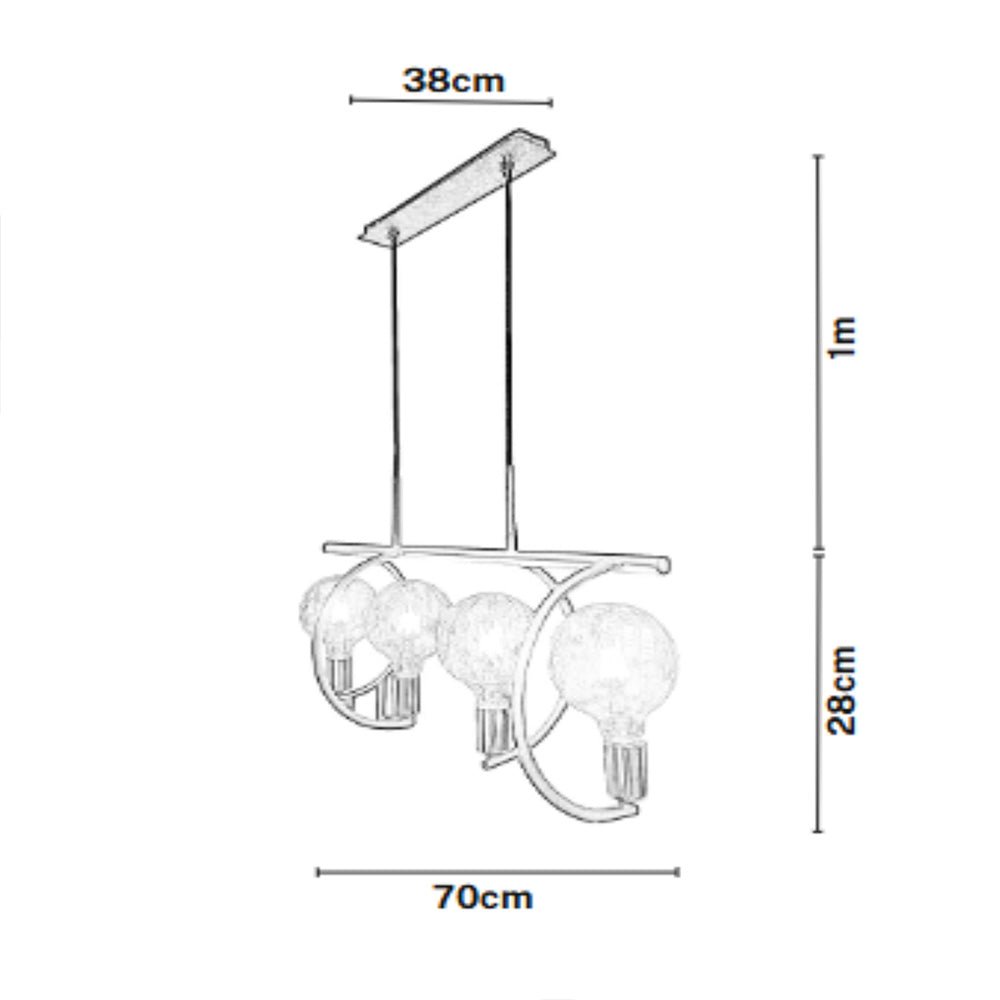 Lámpara de Techo Colgante y Ajustable Vanta Negro y Dorado 38x280cm de 4 Luces - LAMPARAS DE TECHO | Bylmo