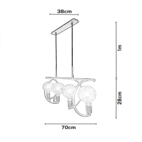 Lámpara de Techo Colgante y Ajustable Vanta Negro y Dorado 38x280cm de 4 Luces - LAMPARAS DE TECHO | Bylmo