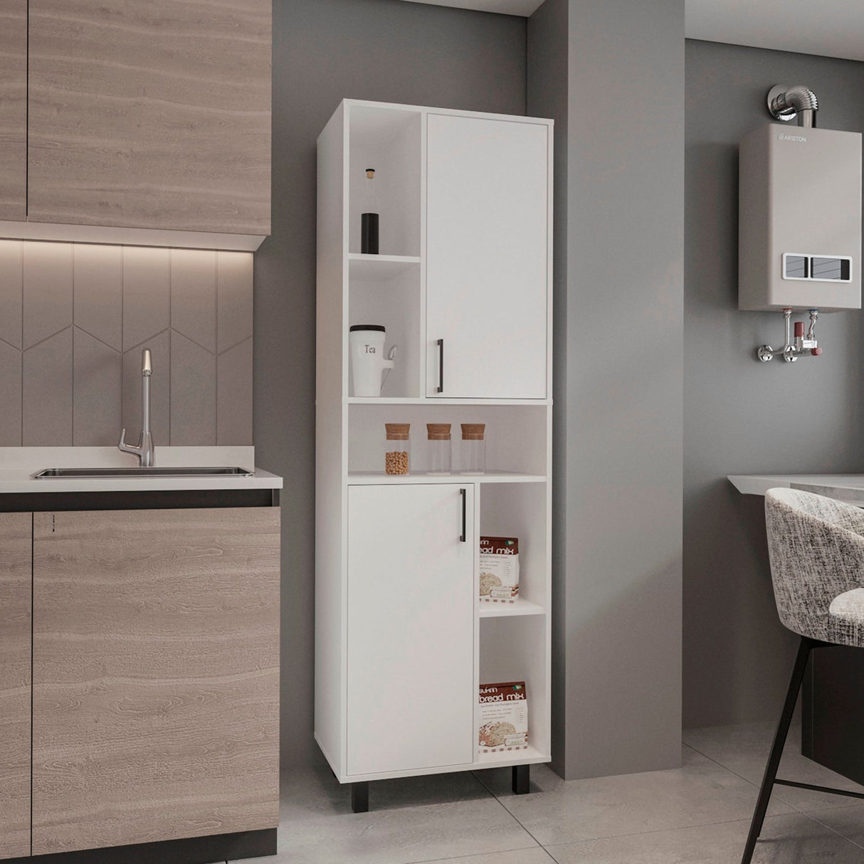 Alacena Bryce Blanco x39.6cm con Dos Puertas y con Patas - ALACENAS Y MUEBLES MICROONDAS | Bylmo