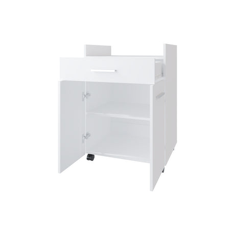 Mueble Auxiliar de Cocina Glover Blanco x47.7cm con Rodachines y con Tres Compartimientos - BARRAS Y MUEBLES AUXILIARES | Bylmo