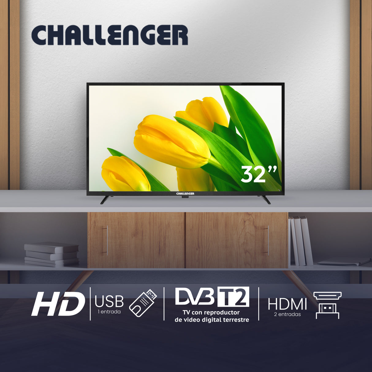 Televisor Led 72.8x42.6cm de 32 Pulgadas HD 720P - TELEVISORES | Bylmo