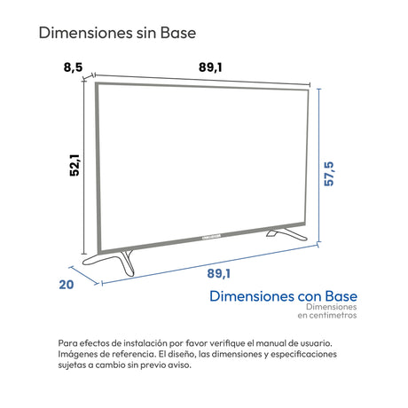 Televisor Led Smart Google 89.1x52.1cm de 40 Pulgadas FULL HD 1080P Con Wifi Integrado y Con Bluetooth - TELEVISORES | Bylmo