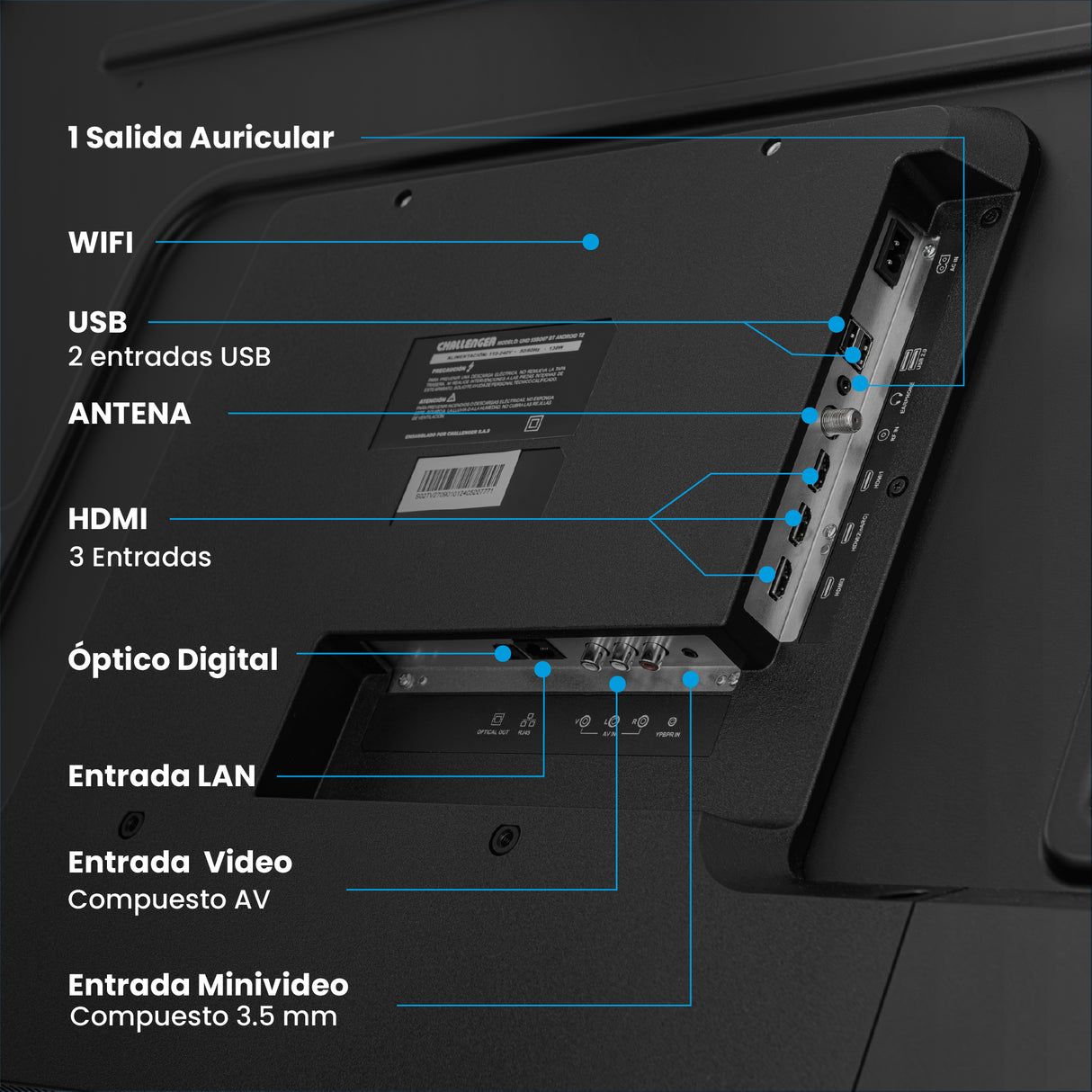 Televisor Led Smart Android 122.6x70.6cm de 55 Pulgadas 4K 2160P Con Wifi Integrado y Con Bluetooth - TELEVISORES | Bylmo