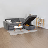 Sofá Cama Izquierdo Apolo Gris 220x92cm De Tres Puestos Reclinable Con Apoya Brazos y con Almacenamiento - SOFAS Y POLTRONAS | Bylmo