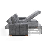 Sofá Cama Izquierdo Apolo Gris 220x92cm De Tres Puestos Reclinable Con Apoya Brazos y con Almacenamiento
