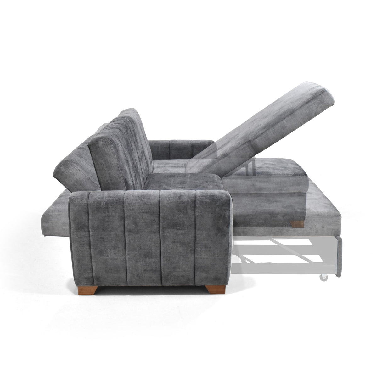 Sofá Cama Izquierdo Apolo Gris 220x92cm De Tres Puestos Reclinable Con Apoya Brazos y con Almacenamiento - SOFAS Y POLTRONAS | Bylmo