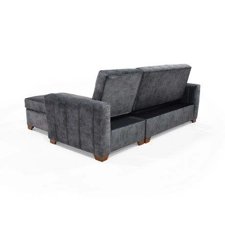 Sofá Cama Izquierdo Apolo Gris 220x92cm De Tres Puestos Reclinable Con Apoya Brazos y con Almacenamiento - SOFAS Y POLTRONAS | Bylmo