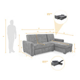 Sofá Cama Izquierdo Apolo Gris 220x92cm De Tres Puestos Reclinable Con Apoya Brazos y con Almacenamiento - SOFAS Y POLTRONAS | Bylmo