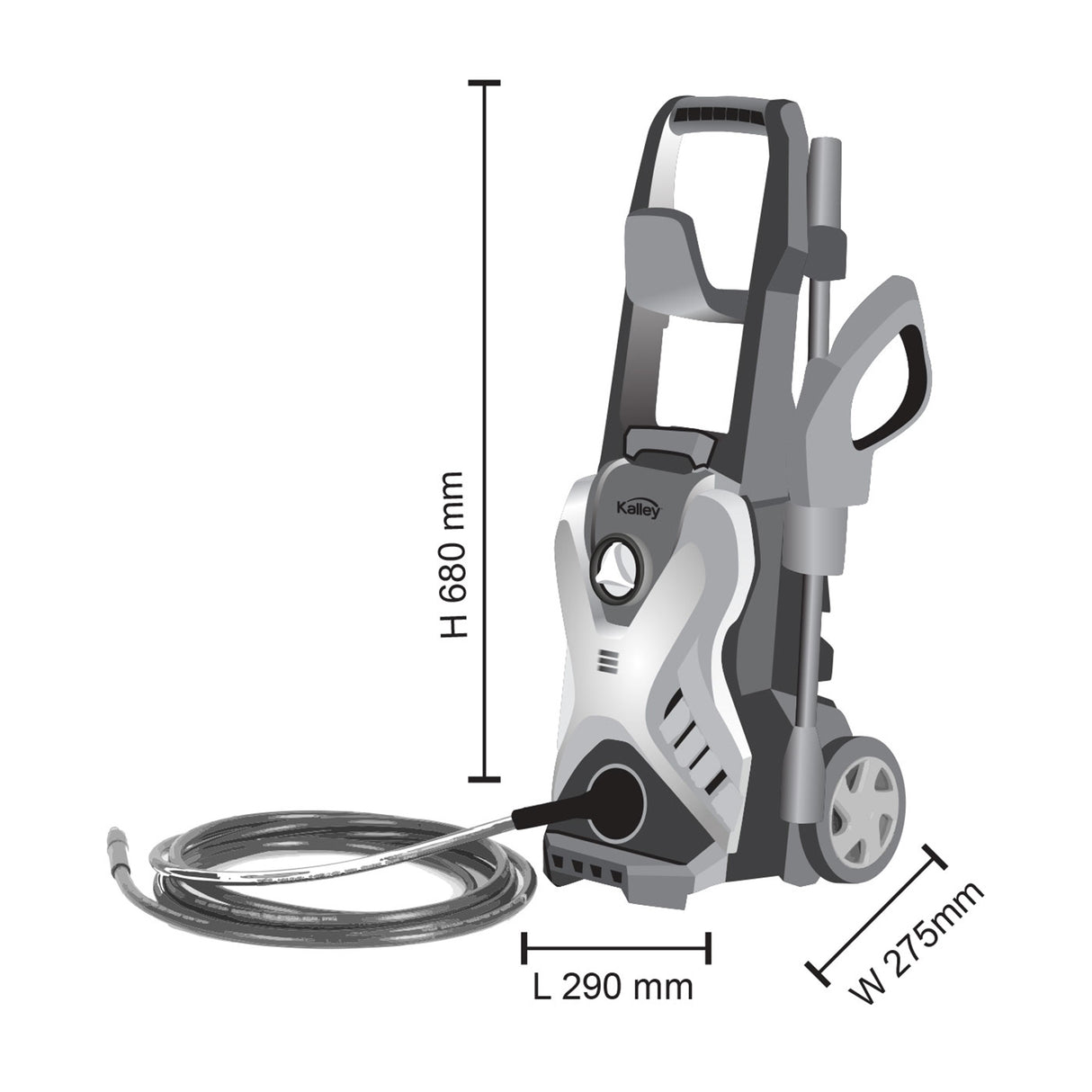 Hidrolavadora Rojo y Negro 30x68cm con Manguera de Cinco Metros y Depósito de Detergente - HIDROLAVADORAS | Bylmo
