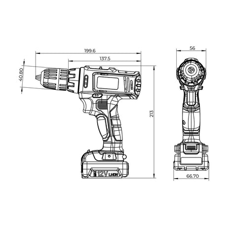 Taladro Inalámbrico Rojo y Negro 6.67x21.3cm - HERRAMIENTAS ELECTRICAS | Bylmo