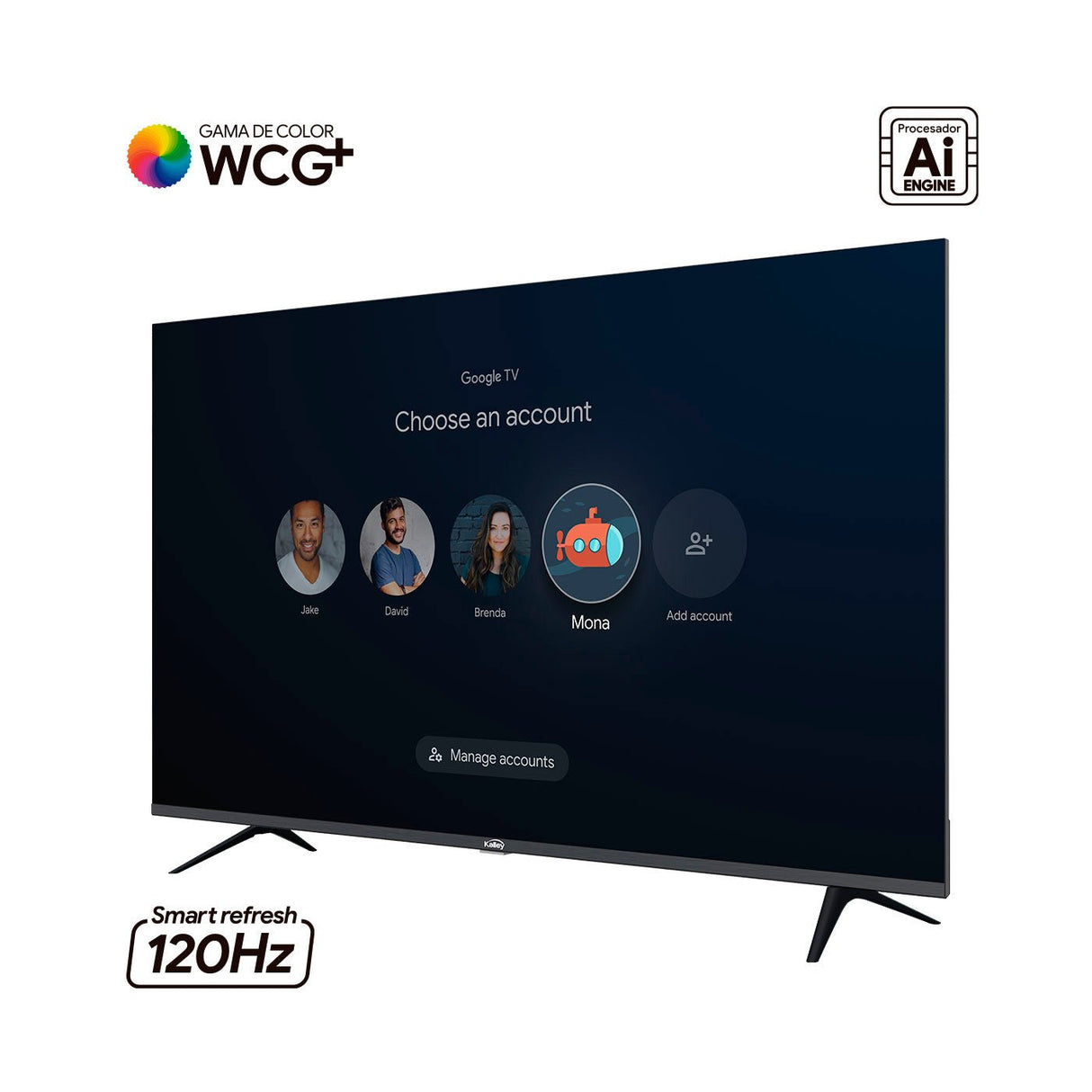 Televisor Kalley Smart LED 4K 55 Pulgadas Google Negro 135x83cm con Wifi Integrado y con Bluetooth - TELEVISORES | Bylmo
