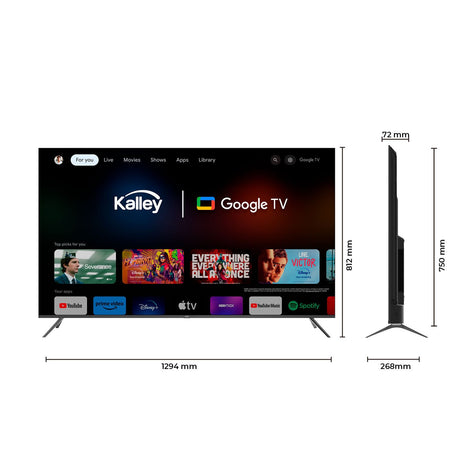 Televisor Kalley Smart QLED 4K 58 Pulgadas Google Negro 143.6x87.9cm con Wifi Integrado y con Bluetooth - TELEVISORES | Bylmo
