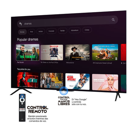 Televisor Kalley Smart QLED 4K 65 Pulgadas Google Negro 160x96cm con Wifi Integrado y con Bluetooth - TELEVISORES | Bylmo