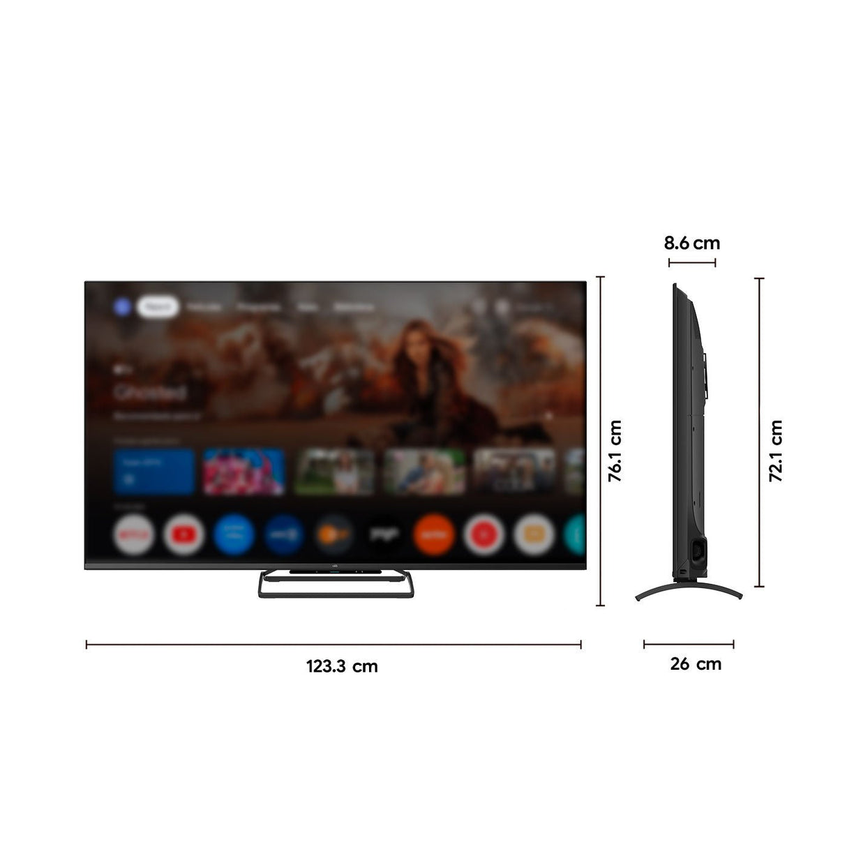 Televisor Kalley Smart QLED 4K 55 Pulgadas Google Negro 133.5x82.5cm con Wifi Integrado y con Bluetooth - TELEVISORES | Bylmo